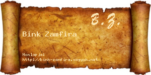Bink Zamfira névjegykártya
